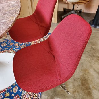 Sanchez Upholstery - Herman Miller shell chair covers, red Knoll - Furniture Repair Near Me - Glendora, California Sanchez Upholstery - Herman Miller shell chair covers, red Knoll - Furniture Repair Near Me - Glendora, California