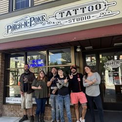 Pinch-N-Poke Tattoo Studio - The entire tattoo shop crew! We have 5 artista and 1 piercer. Located in Lock Haven, Pennsylvania