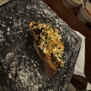 Omakaseed Vegan - Eggplant nigiri with gold flakes! - Vegan Near Me - New York, New York