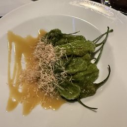 Shishito peppers... steamed? Or maybe they were already served on another plate and then thrown on mine? Shishito peppers... steamed? Or maybe they were already served on another plate and then thrown on mine?