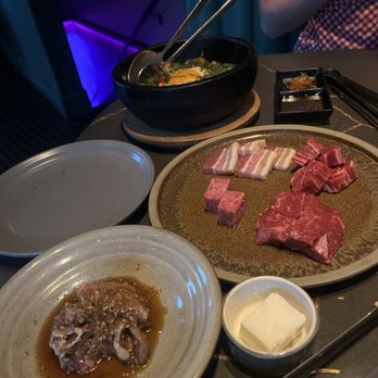 PERILLA korean fare - Chefs tasting plate and Kimchi Fried Rice - Korean Near Me - Chicago, Illinois