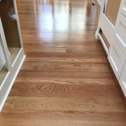 a hardwood floor in a kitchen