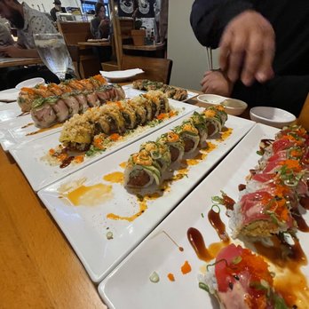 Wazabi Sushi - Orange - Cherry Blossom, 911, Bowser, Awesome, and Nemo rolls (Right to Left) - Sushi Bars Near Me - Orange, California