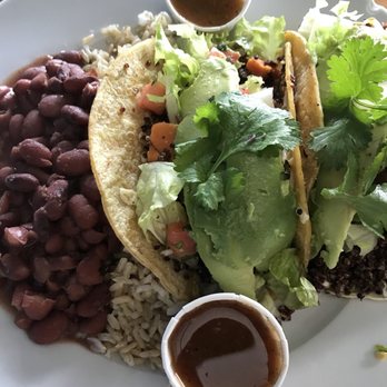 Haggo's Organic Taco - Veronica Cornigstone taco plate.  Gluten-free AND Vegan - Tacos Near Me - Encinitas, California