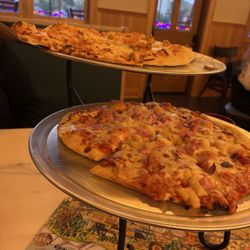 Copper Kitchen Pizzeria - Buffalo chicken pizza and Hawaiian pizza