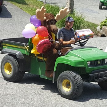 Moose Hillock Camping Resort - Bruce & Joe delivering a birthday cake & balloons. - Campgrounds Near Me - Warren, New Hampshire Moose Hillock Camping Resort - Bruce & Joe delivering a birthday cake & balloons. - Campgrounds Near Me - Warren, New Hampshire