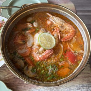 Kin Phed - tom yum giant river big head prawn soup - Thai Near Me - Livermore, California