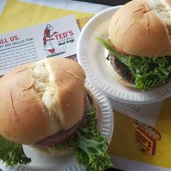 Ted's Hot Dogs - Double burgers. Red onion, lettuce, tomato. Mayo and Ted's in-house Hot Sauce. Yum! - Hot Dogs Near Me - Orchard Park, New York