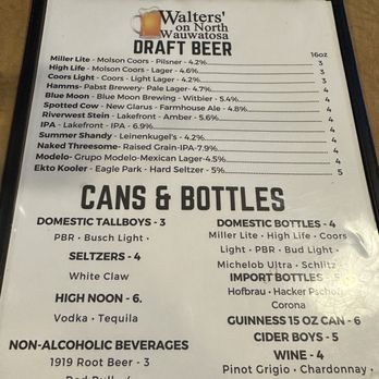 Walter's On North - Drinks menu - Bars Near Me - Milwaukee, Wisconsin