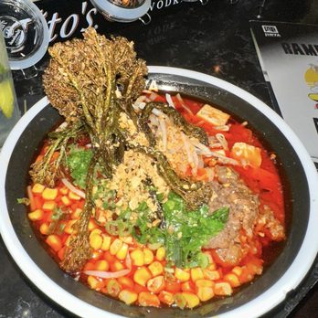 JINYA Ramen Bar - Baton Rouge - Allegedly the flying vegan harvest but someone obviously waste chili oil in the bowl. - Ramen Near Me - Baton Rouge, Louisiana JINYA Ramen Bar - Baton Rouge - Allegedly the flying vegan harvest but someone obviously waste chili oil in the bowl. - Ramen Near Me - Baton Rouge, Louisiana