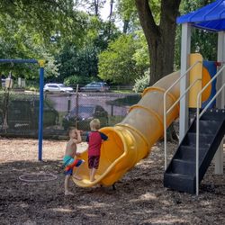Connecticut Belair Swim Club - The playground with swings for both the little ones and the bigger kids! #connecticutbelairswimclub @yelpdc #slides #swings