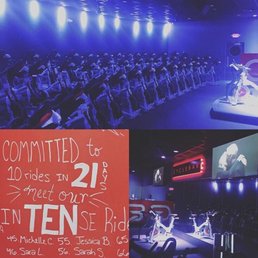 Inside of cyclebar! Challenges often occur to keep you motivated and engaged!
