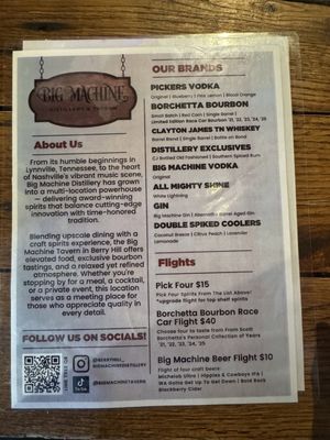 Menu photo 4 Big Machine Distillery & Tavern Nashville, TN
