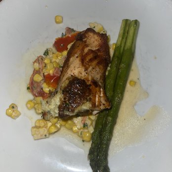 The Beachcomber - Shared plate of crab stuffed salmon (great portions for share) - Seafood Near Me - Newport Beach, California