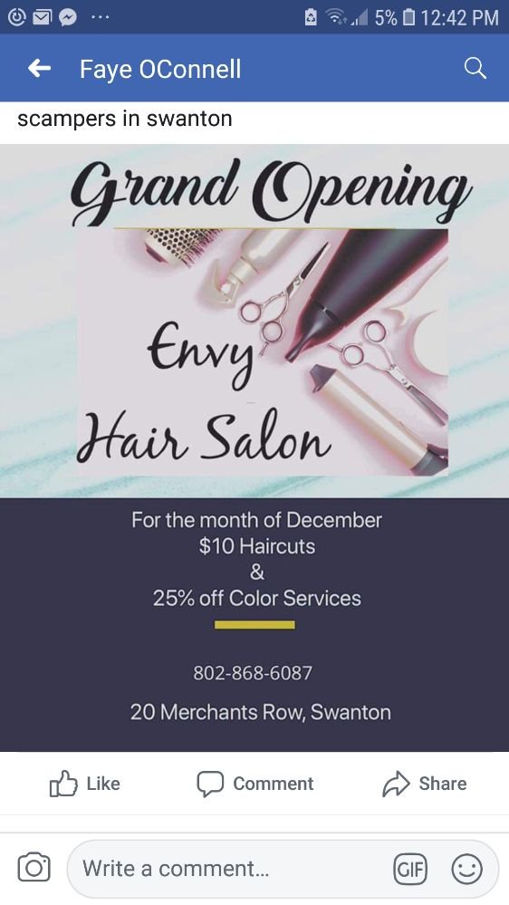 ENVY HAIR SALON 20 Merchants Row, Swanton, VT Yelp