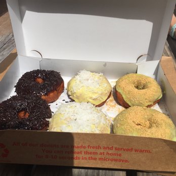 Duck Donuts - From left to right: chocolate w/choc sprinkles, lemon coconut, key lime w/graham cracker - Donuts Near Me - Duck, North Carolina Duck Donuts - From left to right: chocolate w/choc sprinkles, lemon coconut, key lime w/graham cracker - Donuts Near Me - Duck, North Carolina