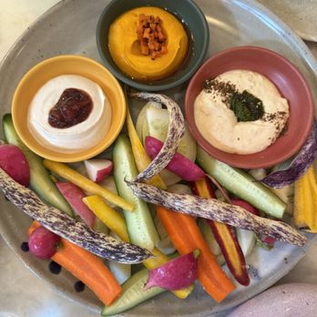 Little Saint - HH trio of dips & raw vegetables - Vegan Near Me - Healdsburg, California Little Saint - HH trio of dips & raw vegetables - Vegan Near Me - Healdsburg, California