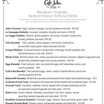 Cafe Jolie Petit - Breakfast Menu - Coffee & Tea Near Me - Alameda, California