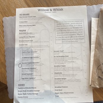 Willow & Whisk - Other side of the menu - Breakfast & Brunch Near Me - Wyckoff, New Jersey