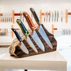 New West Knifeworks - One of a kind rock blocks fuse knives & sculpture.