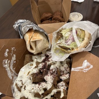 Aladdin Gyro-Cery - 9A. Gyro Lamb and Beef Sandwich  11A. Lamb and Beef Shawarma Sandwich  17C. Aladdin Fries  18. Falafel - Greek Near Me - Seattle, Washington