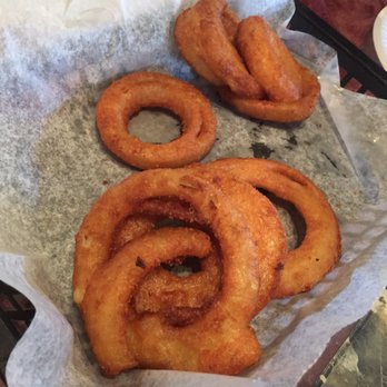 E B's Restaurant - Appetizer of onion rings; about a third left of what we started with. - American Near Me - Agawam, Massachusetts