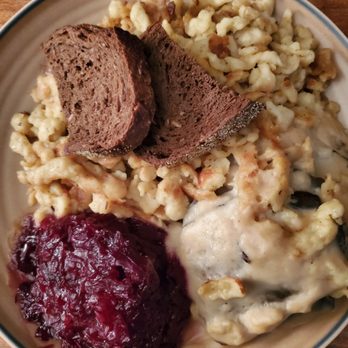 Laschet's Inn - Sauerbraten with red cabbage and a lot of spaetzle. - German Near Me - Chicago, Illinois