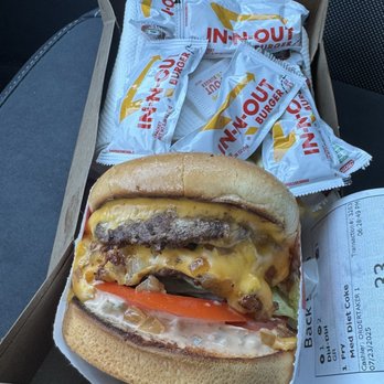 In-N-Out Burger - Double double with GRILLED ONIONS and fries - Eat in the car, no inside dining - Fast Food Near Me - Ontario, California In-N-Out Burger - Double double with GRILLED ONIONS and fries - Eat in the car, no inside dining - Fast Food Near Me - Ontario, California