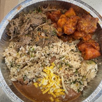 Chino Bandido - Number 7- Jade Red Chicken and number 14 Machaca combo Plain Fried Rice and Refried Beans - Mexican Near Me - Phoenix, Arizona