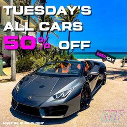 Miami's Finest Exotic Rentals - Every Tuesday is 50% off all vehicles!