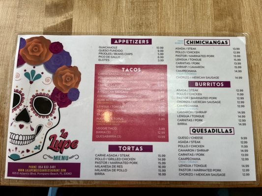 Menu photo 2 La Lupe Mexican Restaurant Pompano Beach, FL Menu photo 2 La Lupe Mexican Restaurant Pompano Beach, FL