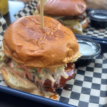 Kinfolks Flatstone Grill - Mango habanero chicken sandwich - Burgers Near Me - Riverbank, California Kinfolks Flatstone Grill - Mango habanero chicken sandwich - Burgers Near Me - Riverbank, California
