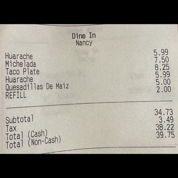 La Cocina de Maria - Receipt - Mexican Near Me - Dalhart, Texas