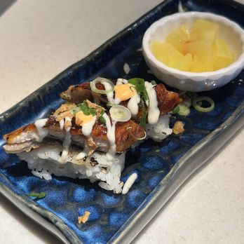 Mikaku Udon Bar - Torched Eel Nigiri + Pickled Radish - Asian Fusion Near Me - Toronto, Ontario Mikaku Udon Bar - Torched Eel Nigiri + Pickled Radish - Asian Fusion Near Me - Toronto, Ontario