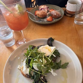 Nom Cafe - Mushroom toast and a bloody Mary - Modern European Near Me - Portland, Maine