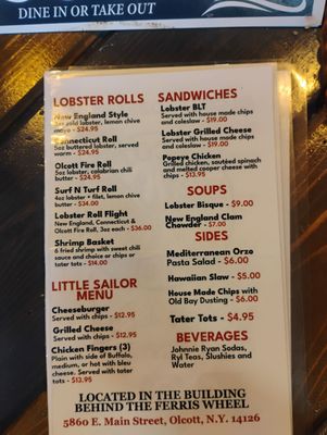 Menu photo 2 Olcott Lobster Burt, NY