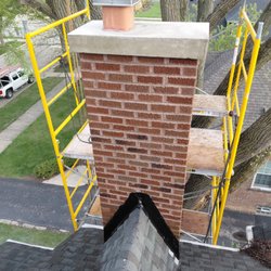 Top Hat Chimney Service - Chimney rebuild new crown pour new flashing stainless steel steel cap