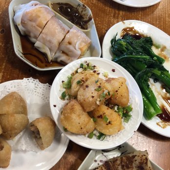 Koi Palace - The full spread! Chinese Fried Dough Rice Roll with Shrimp, Gai Lan, Fried Shrimp Dumpling, Fried BBQ Pork Dumpling, & Pan Fried Daikon Cake - Dim Sum Near Me - Dublin, California Koi Palace - The full spread! Chinese Fried Dough Rice Roll with Shrimp, Gai Lan, Fried Shrimp Dumpling, Fried BBQ Pork Dumpling, & Pan Fried Daikon Cake - Dim Sum Near Me - Dublin, California