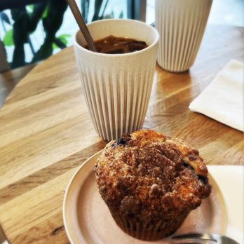 KOS Coffee - Maitland - Marla's iced coffee and a blueberry muffin - Coffee & Tea Near Me - Maitland, Florida