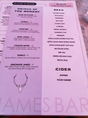 Menu photo 5 James Bar Missoula, MT