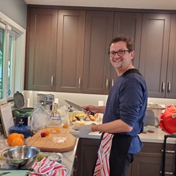 Chef Stephane making our superb 7-course, 12 dish dinner
