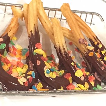 DULCE Churro Cafe - Spaniard with chocolate and fruity pebbles $4 ... very good and crispy. Chocolate was good with it too. - Desserts Near Me - Gilbert, Arizona DULCE Churro Cafe - Spaniard with chocolate and fruity pebbles $4 ... very good and crispy. Chocolate was good with it too. - Desserts Near Me - Gilbert, Arizona