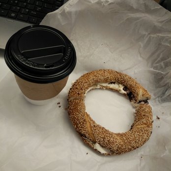 Simit & Chai - Street Simit (simit with cream cheese and olive paste) and a cup of Chai latte - Coffee & Tea Near Me - Toronto, Ontario Simit & Chai - Street Simit (simit with cream cheese and olive paste) and a cup of Chai latte - Coffee & Tea Near Me - Toronto, Ontario