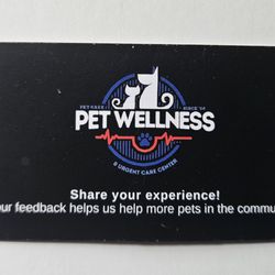 Pet Wellness Center - An ironic business card. Asked and answered.