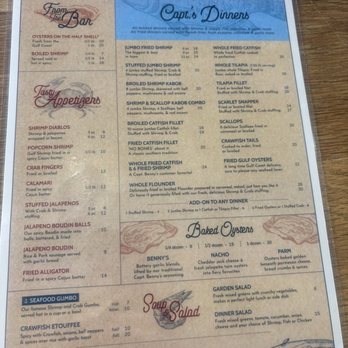 Capt. Benny's - Menu - Seafood Near Me - Houston, Texas
