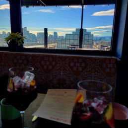 Red Sangria with a view from downtown Denver