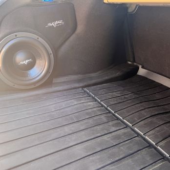 Guru Electronics Car Audio - Skar 10" enclosed subwoofer in a Tesla M3P. - Car Stereo Installation Near Me - San Jose, California Guru Electronics Car Audio - Skar 10" enclosed subwoofer in a Tesla M3P. - Car Stereo Installation Near Me - San Jose, California