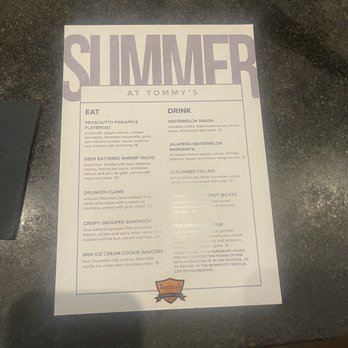 Tommy’s Tavern - Summer Menu - Sports Bars Near Me - Cherry Hill, New Jersey Tommy’s Tavern - Summer Menu - Sports Bars Near Me - Cherry Hill, New Jersey