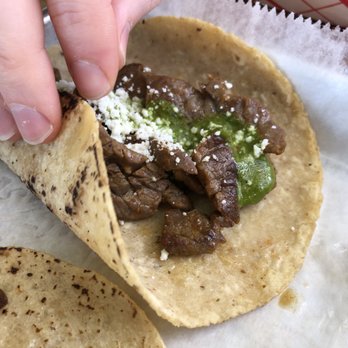 Tuza Taco - up close of steak taco - don't you just want to dive into that gorgeous thing?! the meat was juicy and tender - Tacos Near Me - Atlanta , Georgia Tuza Taco - up close of steak taco - don't you just want to dive into that gorgeous thing?! the meat was juicy and tender - Tacos Near Me - Atlanta , Georgia
