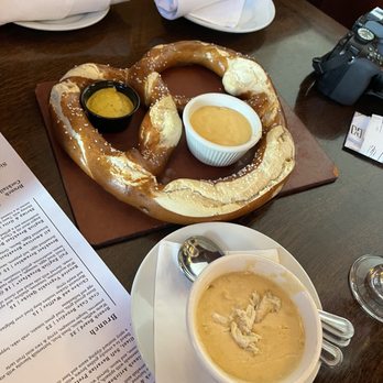 Churchill's - Cheddar Ale Soup with Pretzel - Pubs Near Me - Savannah, Georgia Churchill's - Cheddar Ale Soup with Pretzel - Pubs Near Me - Savannah, Georgia